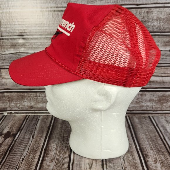 Vtg GOODWRENCH RACING Crown Classic Men's Red Trucker Snapback Mesh OSFA Cap Hat - Picture 4 of 6